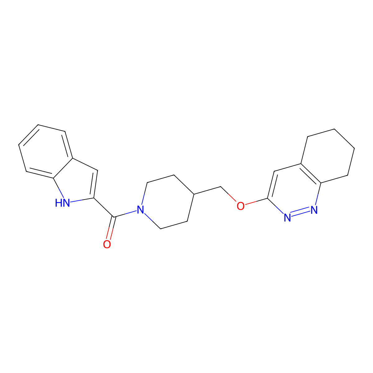 3-{[1-(1H-indole-2-carbonyl)piperidin-4-yl]methoxy}-5,6,7,8-tetrahydrocinnoline molecular structure, CAS 2320213-67-8