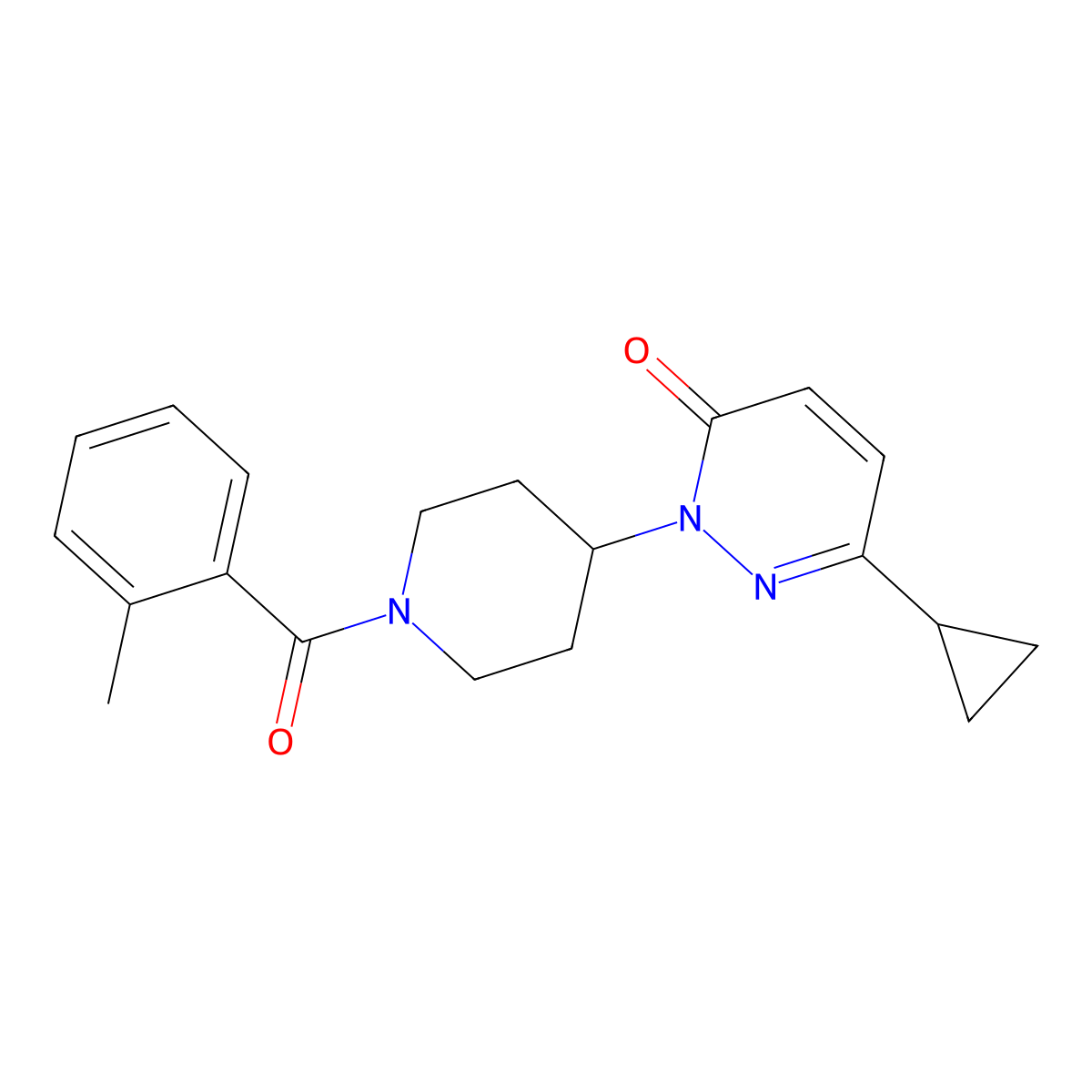 6-Cyclopropyl-2-[1-(2-methylbenzoyl)piperidin-4-yl]-2,3-dihydropyridazin-3-one molecular structure, CAS 2320213-71-4