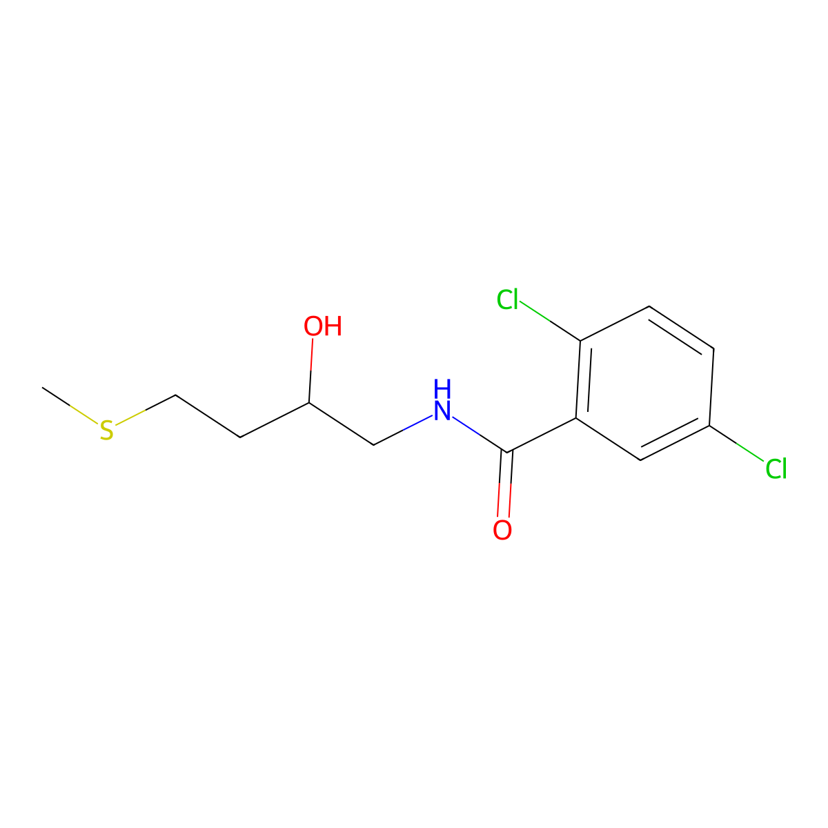 2,5-dichloro-N-[2-hydroxy-4-(methylsulfanyl)butyl]benzamide molecular structure, CAS 2320213-91-8