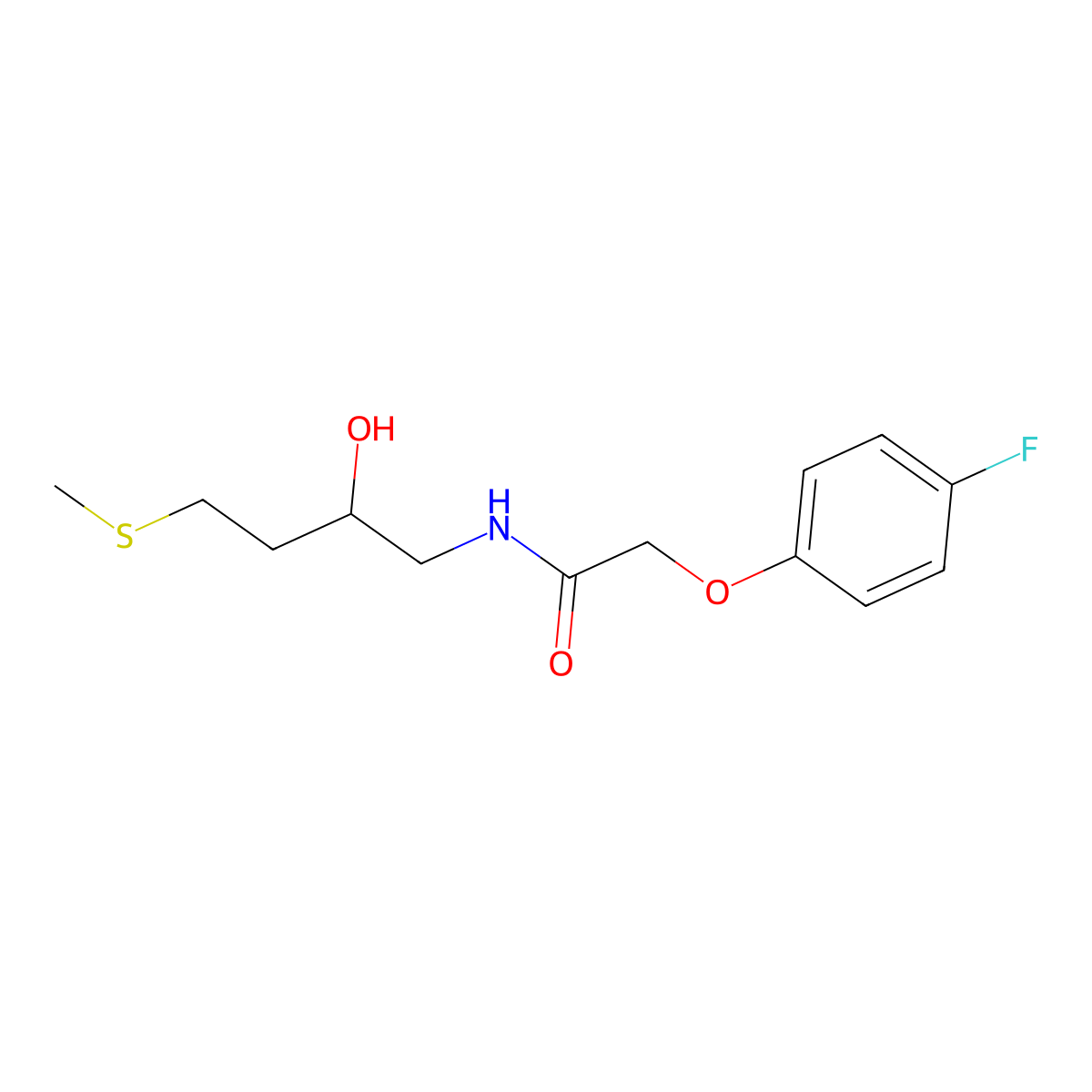 2-(4-fluorophenoxy)-N-[2-hydroxy-4-(methylsulfanyl)butyl]acetamide molecular structure, CAS 2320213-93-0