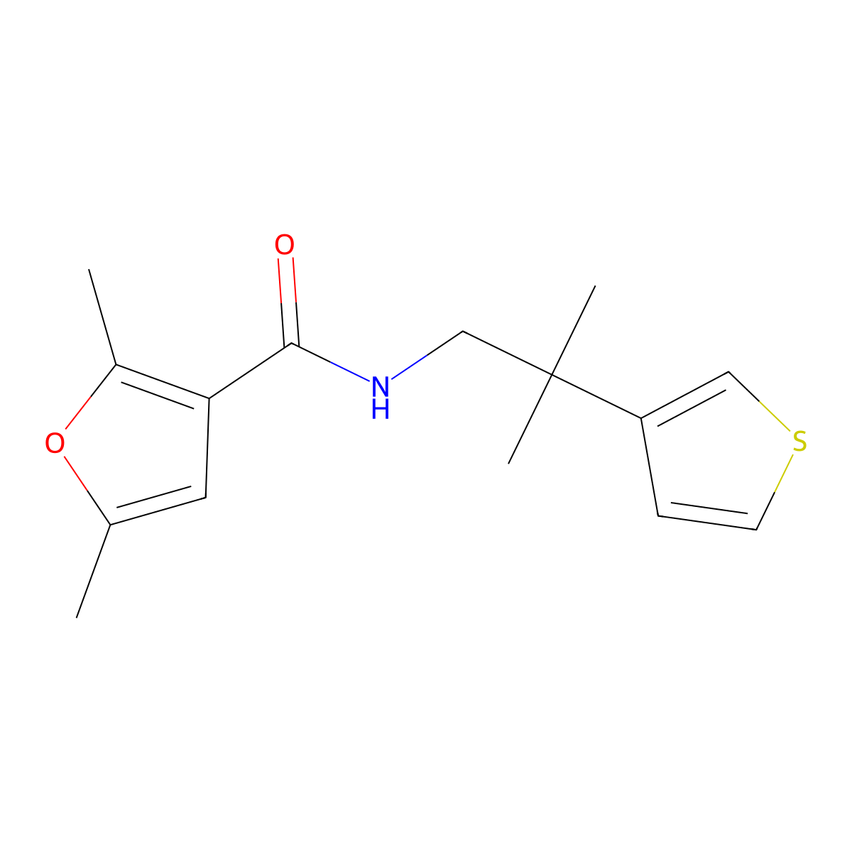 2,5-dimethyl-N-(2-methyl-2-(thiophen-3-yl)propyl)furan-3-carboxamide molecular structure, CAS 2320213-97-4