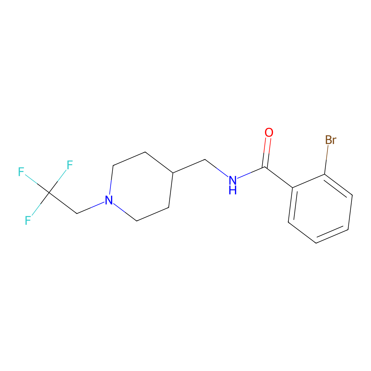 2-bromo-N-{[1-(2,2,2-trifluoroethyl)piperidin-4-yl]methyl}benzamide molecular structure, CAS 2320214-02-4