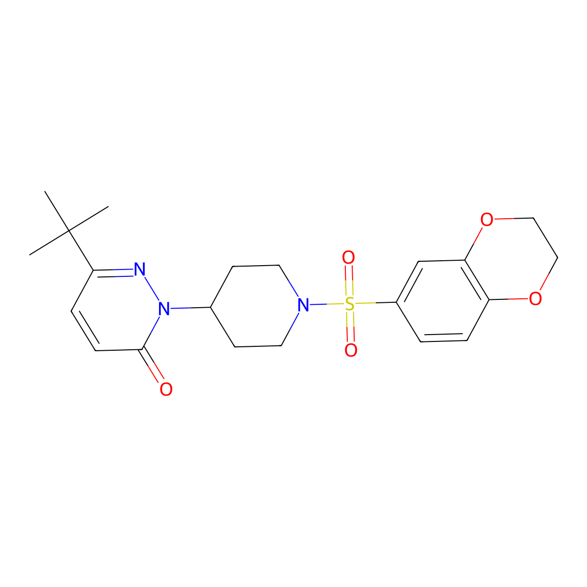 6-Tert-butyl-2-[1-(2,3-dihydro-1,4-benzodioxine-6-sulfonyl)piperidin-4-yl]-2,3-dihydropyridazin-3-one molecular structure, CAS 2320214-06-8