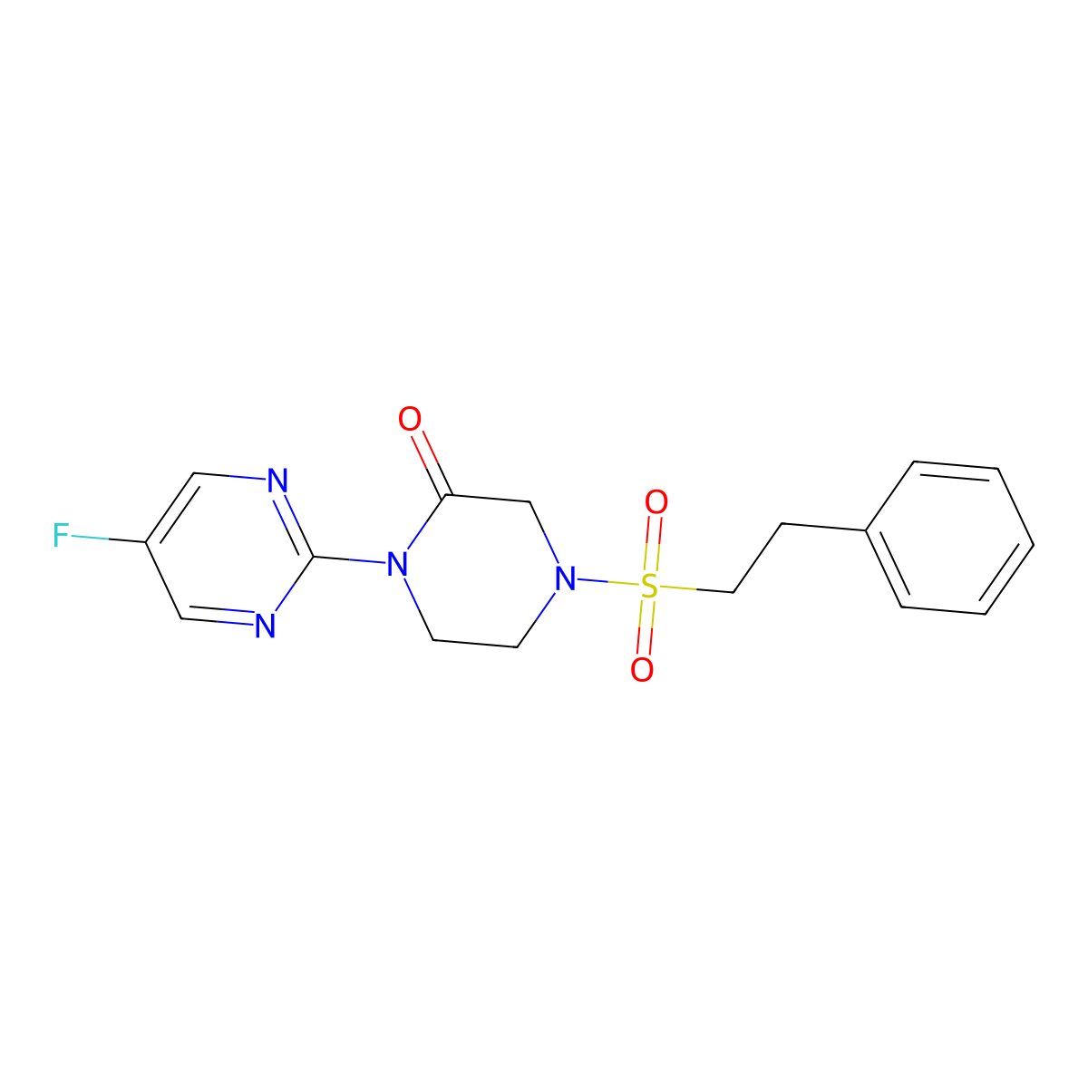 1-(5-Fluoropyrimidin-2-yl)-4-(phenethylsulfonyl)piperazin-2-one molecular structure, CAS 2320214-15-9