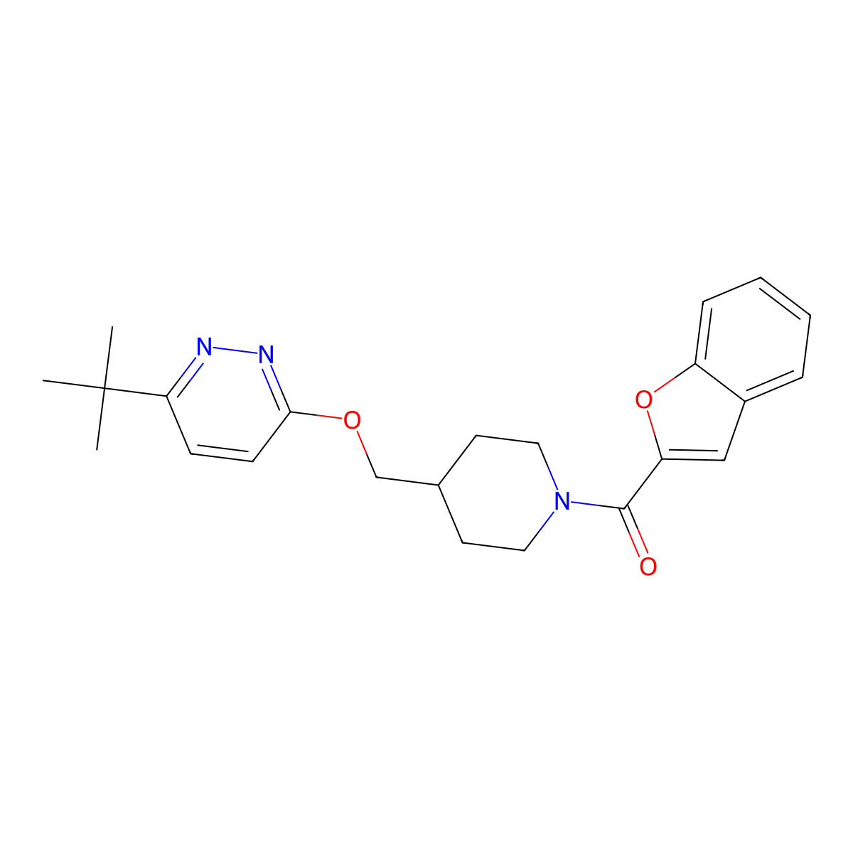 3-{[1-(1-Benzofuran-2-carbonyl)piperidin-4-yl]methoxy}-6-tert-butylpyridazine molecular structure, CAS 2320214-22-8