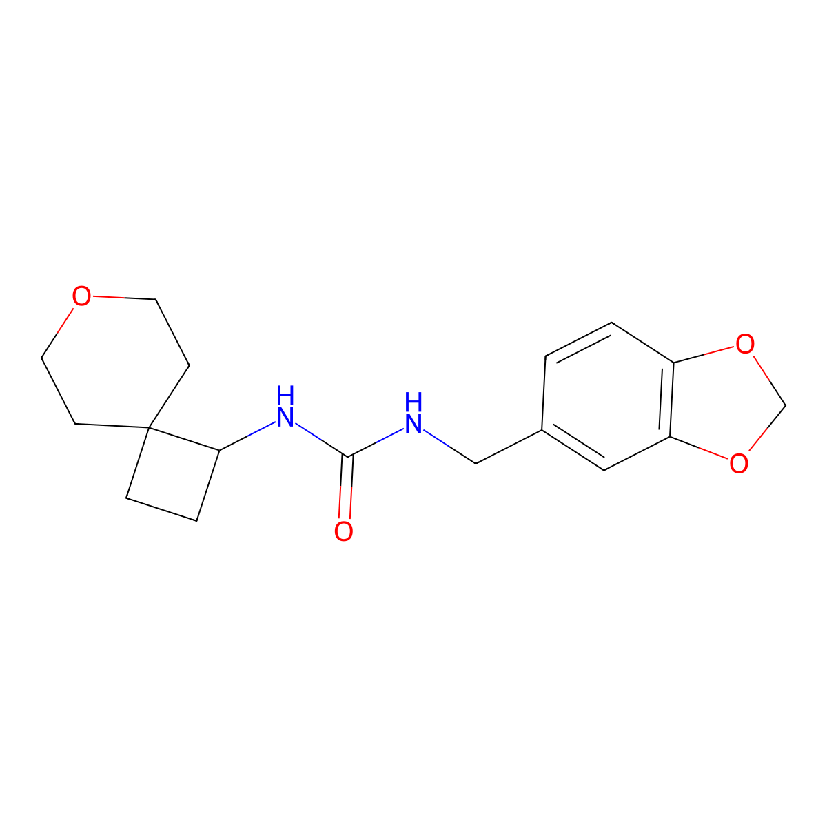 1-(Benzo[d][1,3]dioxol-5-ylmethyl)-3-(7-oxaspiro[3.5]nonan-1-yl)urea molecular structure, CAS 2320214-27-3