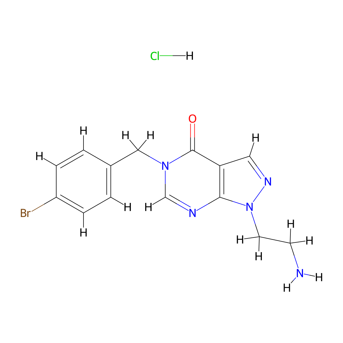 1-(2-aminoethyl)-5-[(4-bromophenyl)methyl]-1H,4H,5H-pyrazolo[3,4-d]pyrimidin-4-one hydrochloride molecular structure, CAS 2320214-42-2