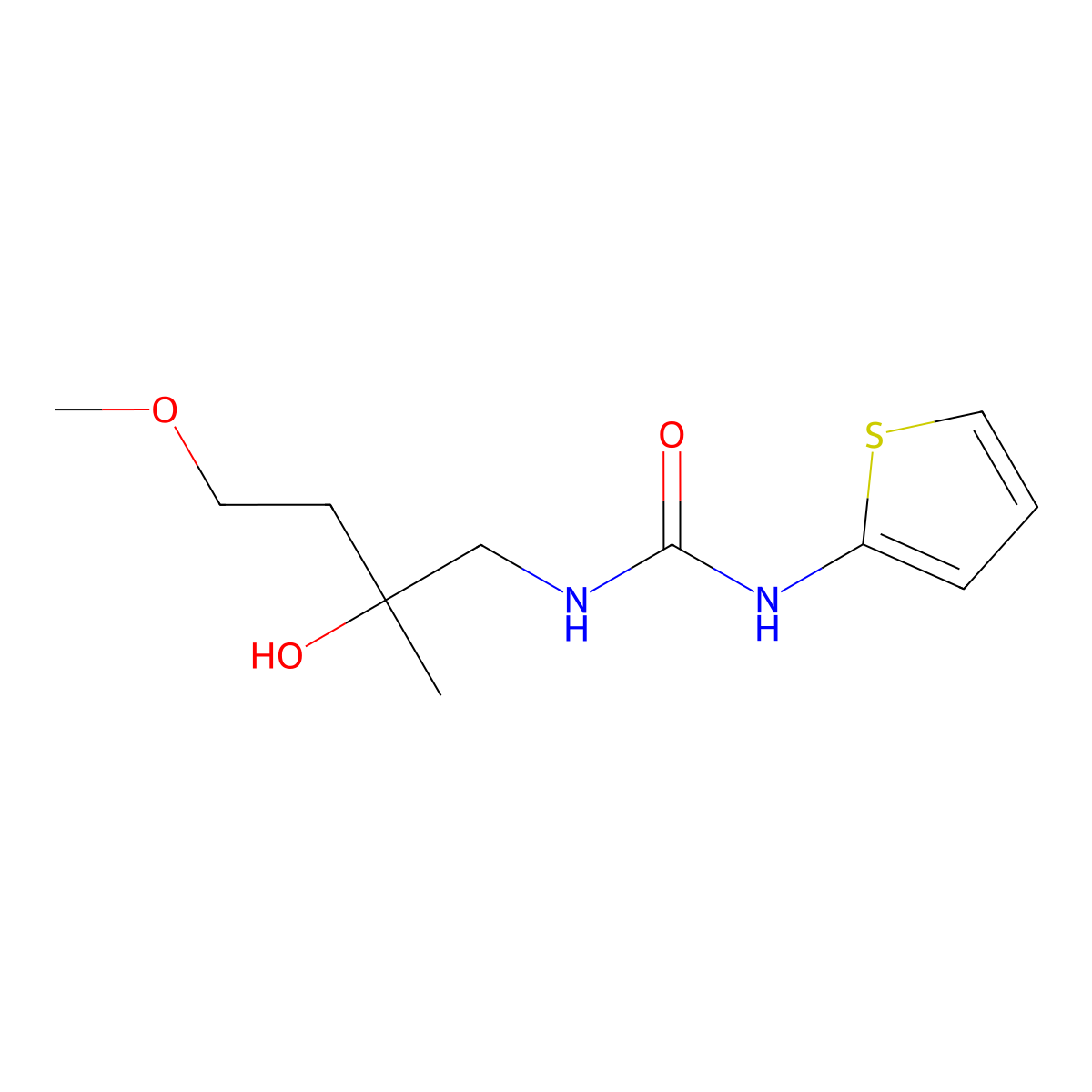 3-(2-Hydroxy-4-methoxy-2-methylbutyl)-1-(thiophen-2-yl)urea molecular structure, CAS 2320214-46-6