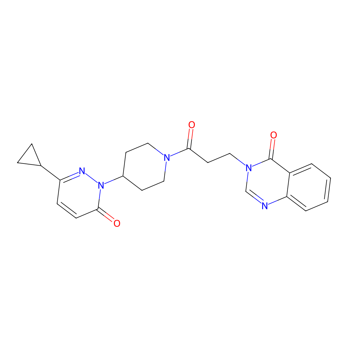 3-{3-[4-(3-Cyclopropyl-6-oxo-1,6-dihydropyridazin-1-yl)piperidin-1-yl]-3-oxopropyl}-3,4-dihydroquinazolin-4-one molecular structure, CAS 2320214-59-1