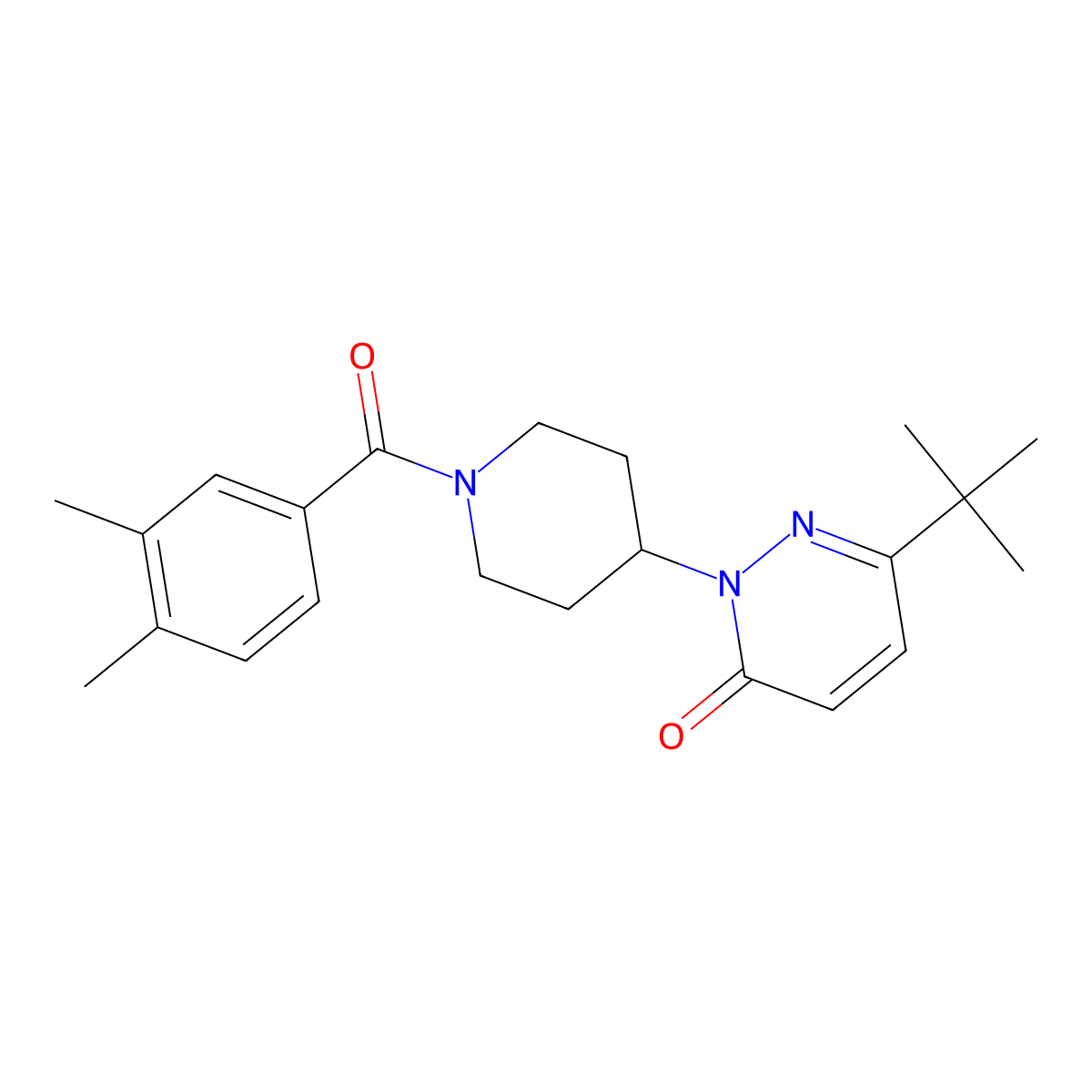 6-Tert-butyl-2-[1-(3,4-dimethylbenzoyl)piperidin-4-yl]-2,3-dihydropyridazin-3-one molecular structure, CAS 2320214-75-1