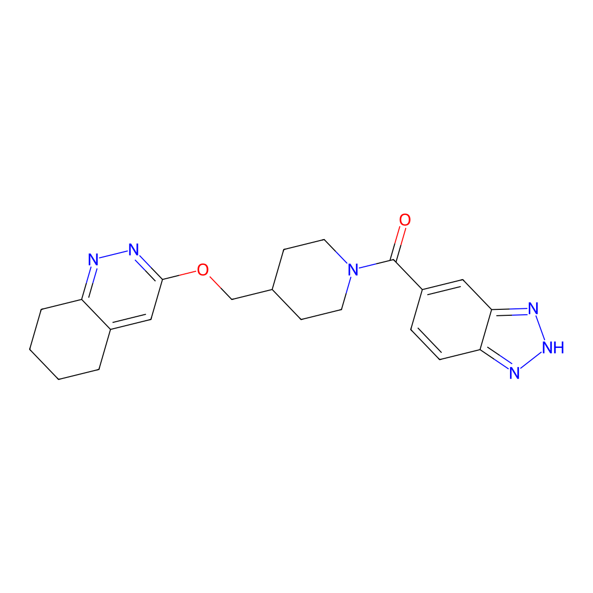 3-{[1-(1H-1,2,3-benzotriazole-5-carbonyl)piperidin-4-yl]methoxy}-5,6,7,8-tetrahydrocinnoline molecular structure, CAS 2320214-99-9