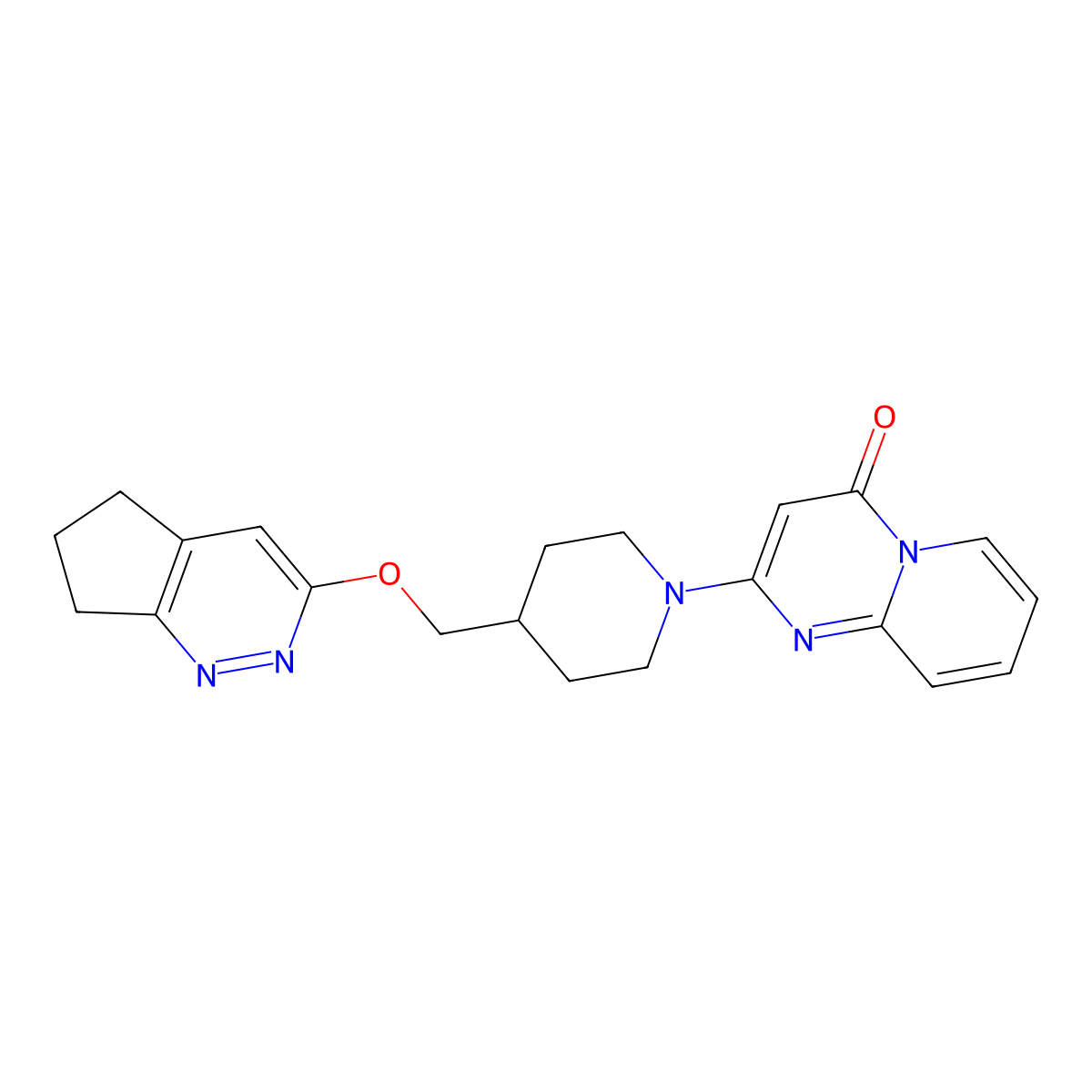 2-[4-({5H,6H,7H-cyclopenta[c]pyridazin-3-yloxy}methyl)piperidin-1-yl]-4H-pyrido[1,2-a]pyrimidin-4-one molecular structure, CAS 2320215-02-7
