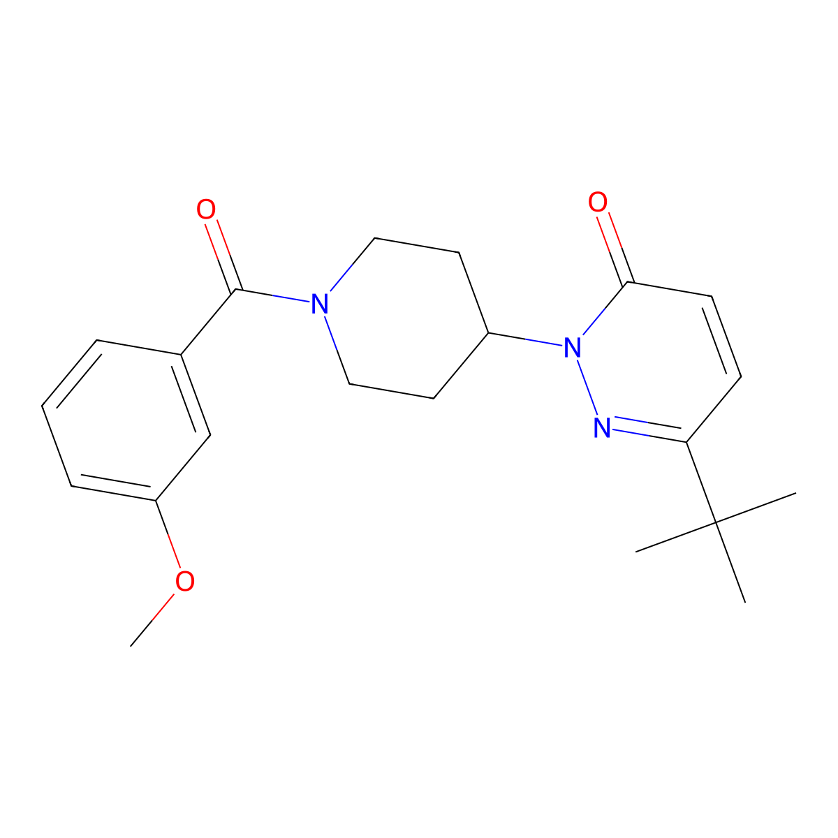 6-Tert-butyl-2-[1-(3-methoxybenzoyl)piperidin-4-yl]-2,3-dihydropyridazin-3-one molecular structure, CAS 2320215-05-0