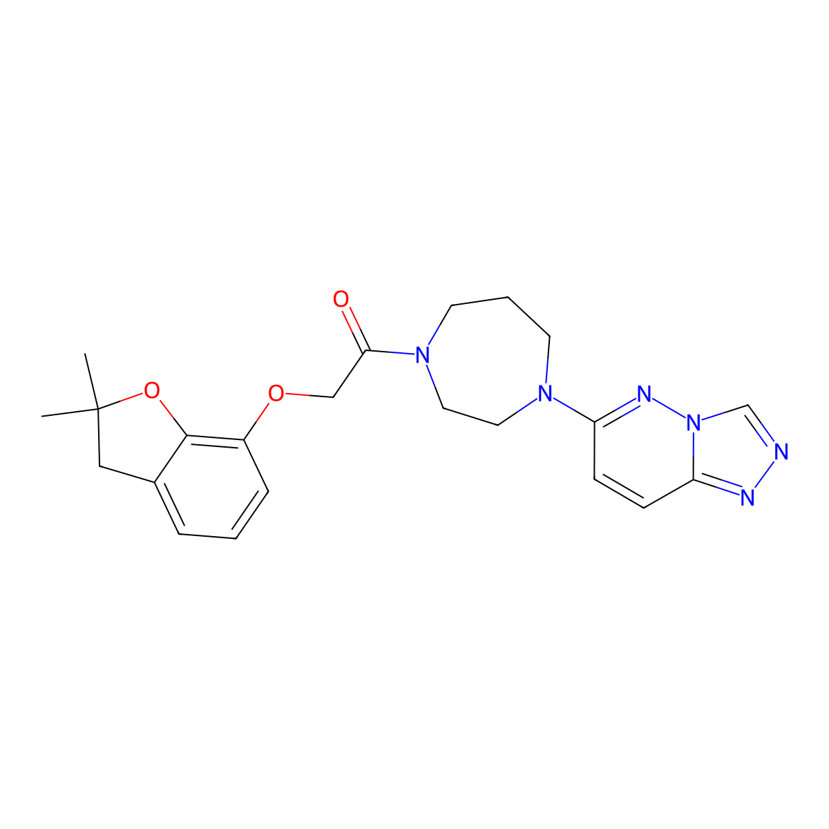 2-[(2,2-Dimethyl-2,3-dihydro-1-benzofuran-7-yl)oxy]-1-(4-{[1,2,4]triazolo[4,3-b]pyridazin-6-yl}-1,4-diazepan-1-yl)ethan-1-one molecular structure, CAS 2320215-18-5