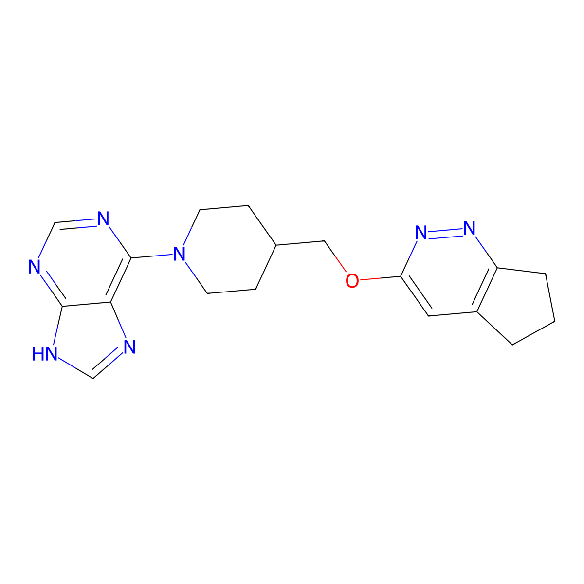 6-[4-({5H,6H,7H-cyclopenta[c]pyridazin-3-yloxy}methyl)piperidin-1-yl]-9H-purine molecular structure, CAS 2320215-29-8