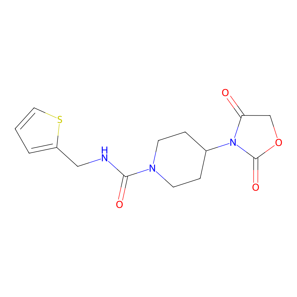 4-(2,4-dioxooxazolidin-3-yl)-N-(thiophen-2-ylmethyl)piperidine-1-carboxamide molecular structure, CAS 2320215-31-2
