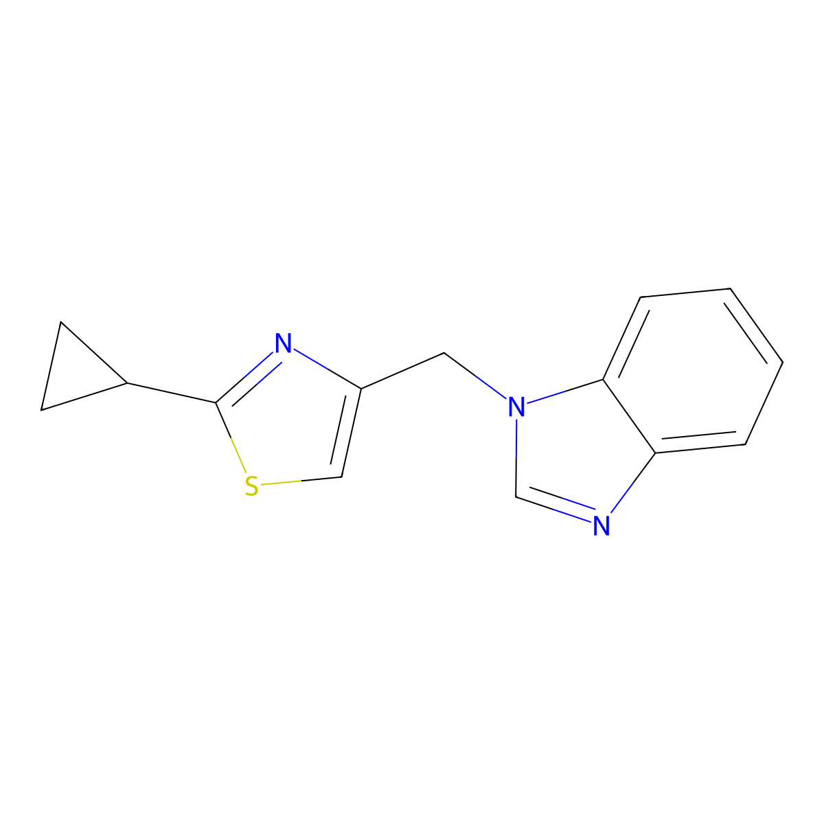 1-[(2-cyclopropyl-1,3-thiazol-4-yl)methyl]-1H-1,3-benzodiazole molecular structure, CAS 2320215-51-6
