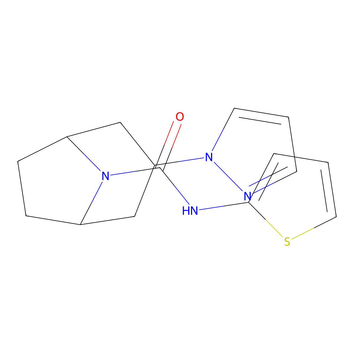 3-(1H-pyrazol-1-yl)-N-(thiophen-2-yl)-8-azabicyclo[3.2.1]octane-8-carboxamide molecular structure, CAS 2320215-52-7