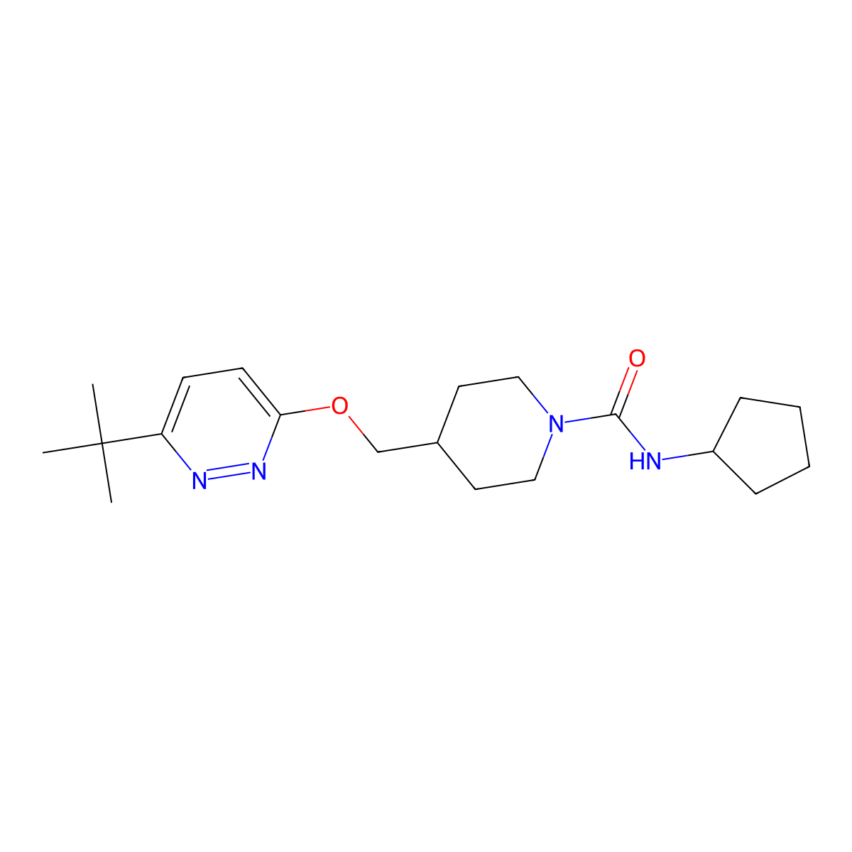 4-{[(6-tert-butylpyridazin-3-yl)oxy]methyl}-N-cyclopentylpiperidine-1-carboxamide molecular structure, CAS 2320215-82-3