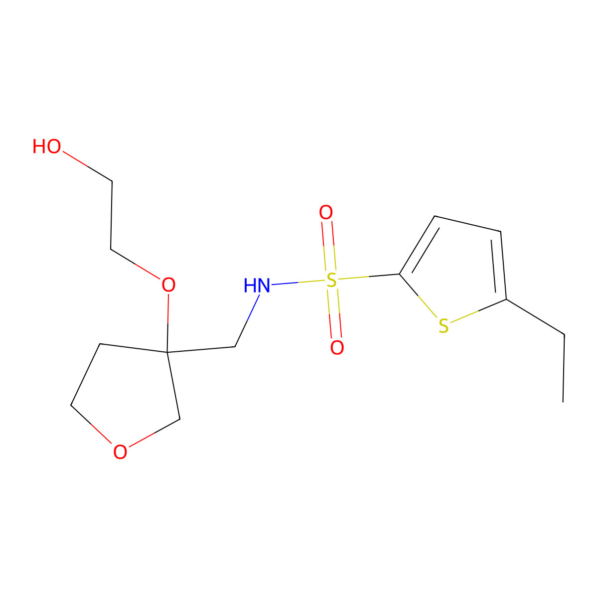 5-ethyl-N-((3-(2-hydroxyethoxy)tetrahydrofuran-3-yl)methyl)thiophene-2-sulfonamide molecular structure, CAS 2320215-93-6