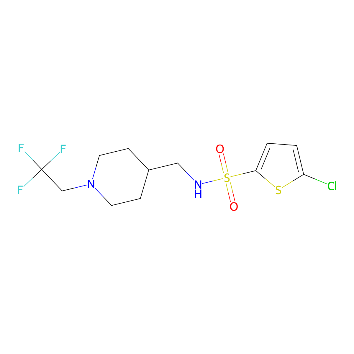 5-chloro-N-{[1-(2,2,2-trifluoroethyl)piperidin-4-yl]methyl}thiophene-2-sulfonamide molecular structure, CAS 2320216-09-7