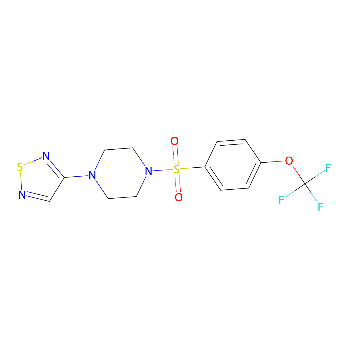1-(1,2,5-Thiadiazol-3-yl)-4-[4-(trifluoromethoxy)benzenesulfonyl]piperazine molecular structure, CAS 2320216-21-3