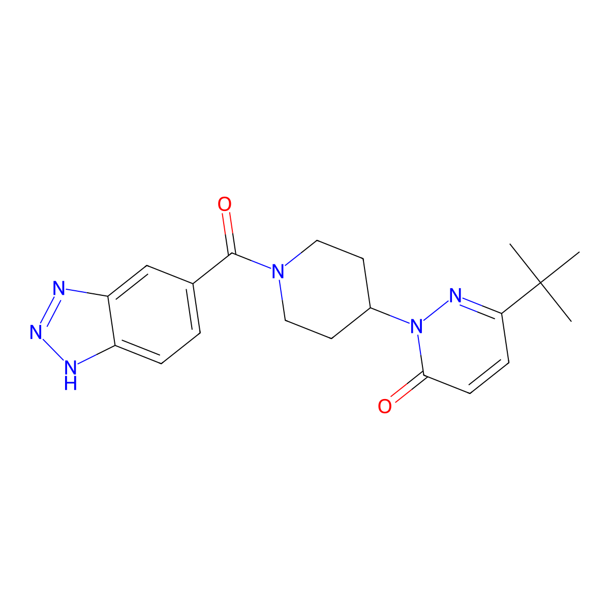 2-[1-(1H-1,2,3-benzotriazole-5-carbonyl)piperidin-4-yl]-6-tert-butyl-2,3-dihydropyridazin-3-one molecular structure, CAS 2320216-51-9