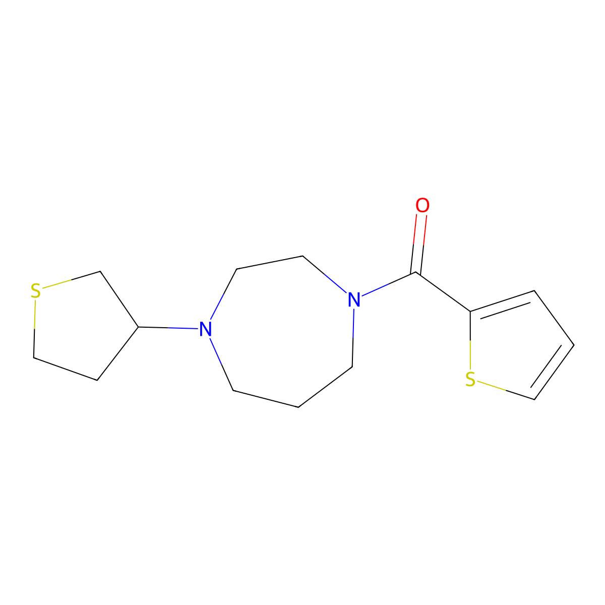 1-(Thiolan-3-yl)-4-(thiophene-2-carbonyl)-1,4-diazepane molecular structure, CAS 2320216-69-9