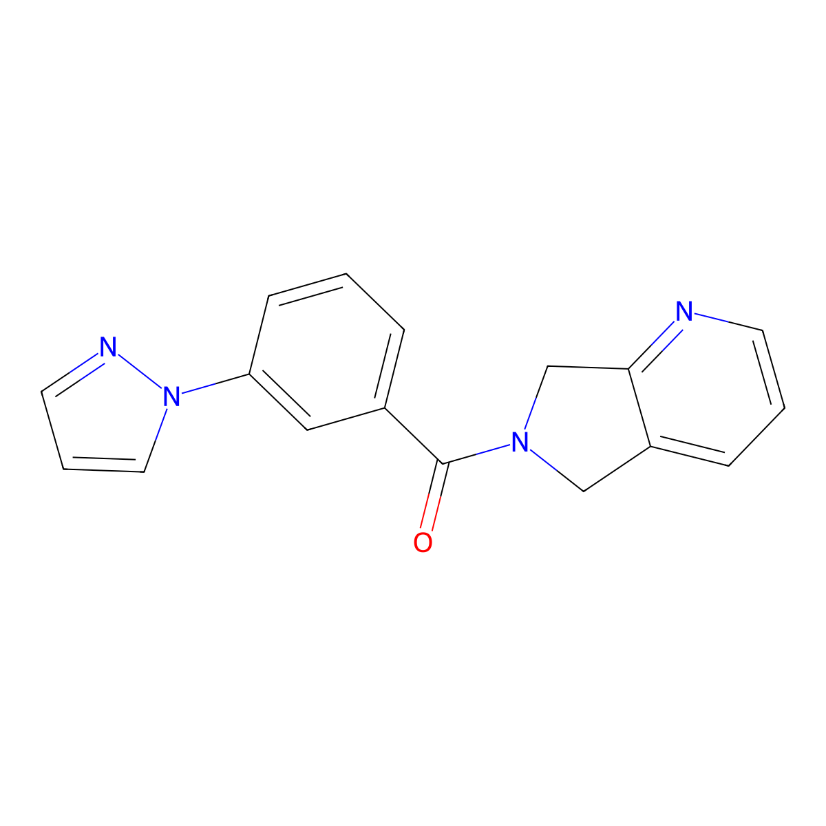 (3-(1H-pyrazol-1-yl)phenyl)(5H-pyrrolo[3,4-b]pyridin-6(7H)-yl)methanone molecular structure, CAS 2320216-85-9