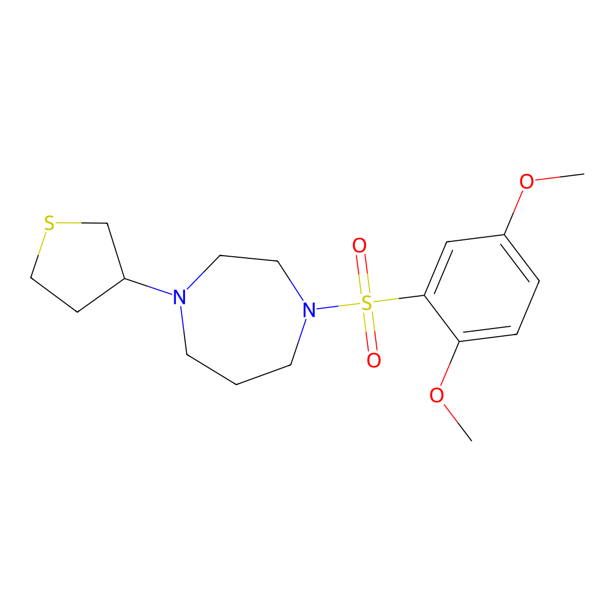 1-(2,5-Dimethoxybenzenesulfonyl)-4-(thiolan-3-yl)-1,4-diazepane molecular structure, CAS 2320216-90-6