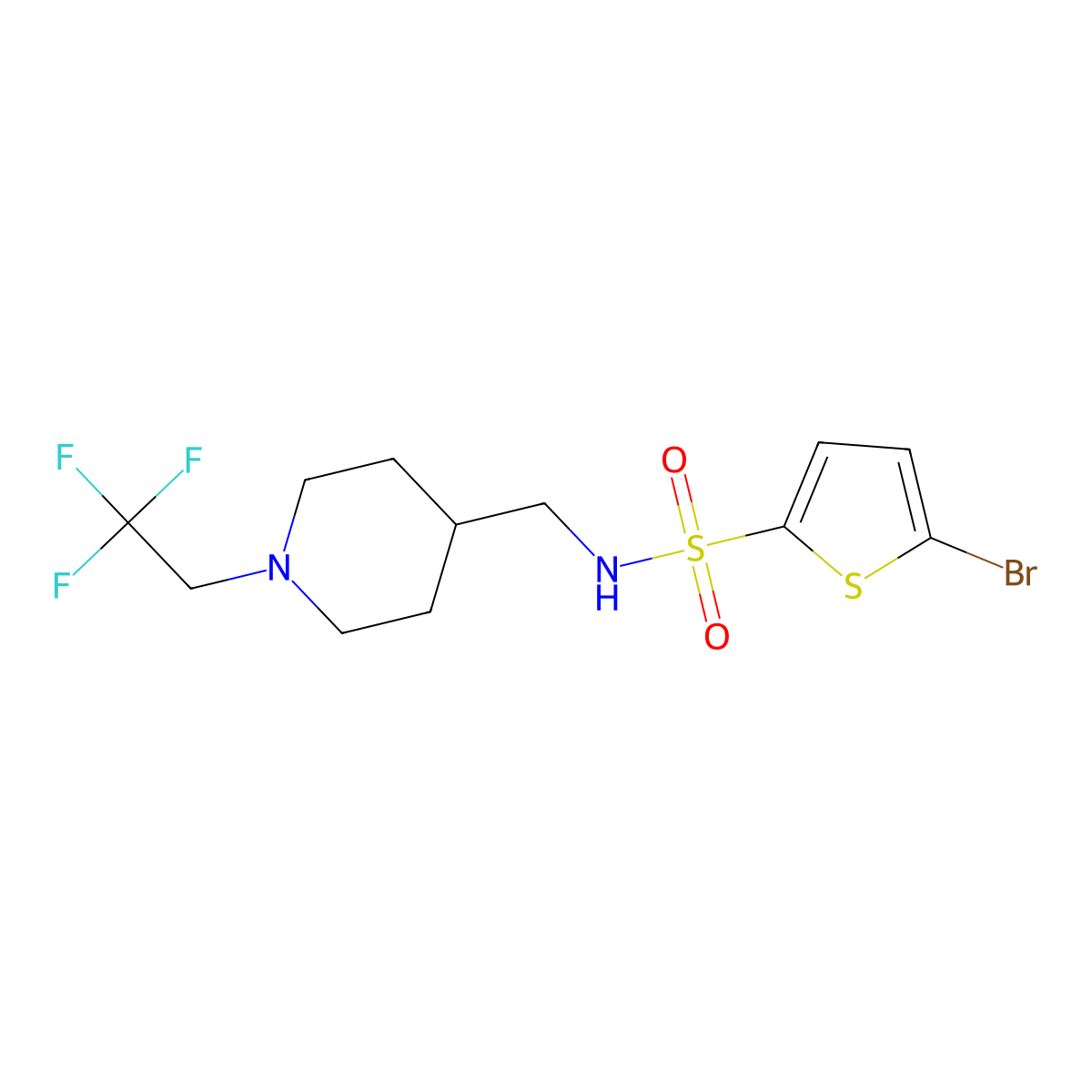 5-bromo-N-{[1-(2,2,2-trifluoroethyl)piperidin-4-yl]methyl}thiophene-2-sulfonamide molecular structure, CAS 2320216-97-3