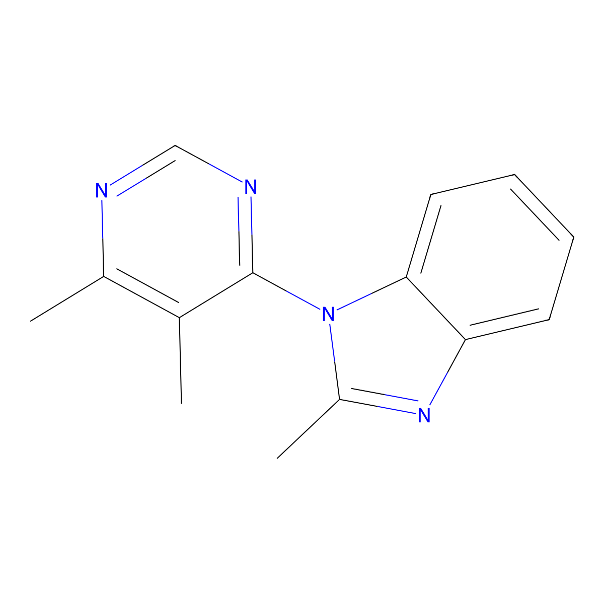 1-(5,6-dimethylpyrimidin-4-yl)-2-methyl-1H-1,3-benzodiazole molecular structure, CAS 2320217-19-2