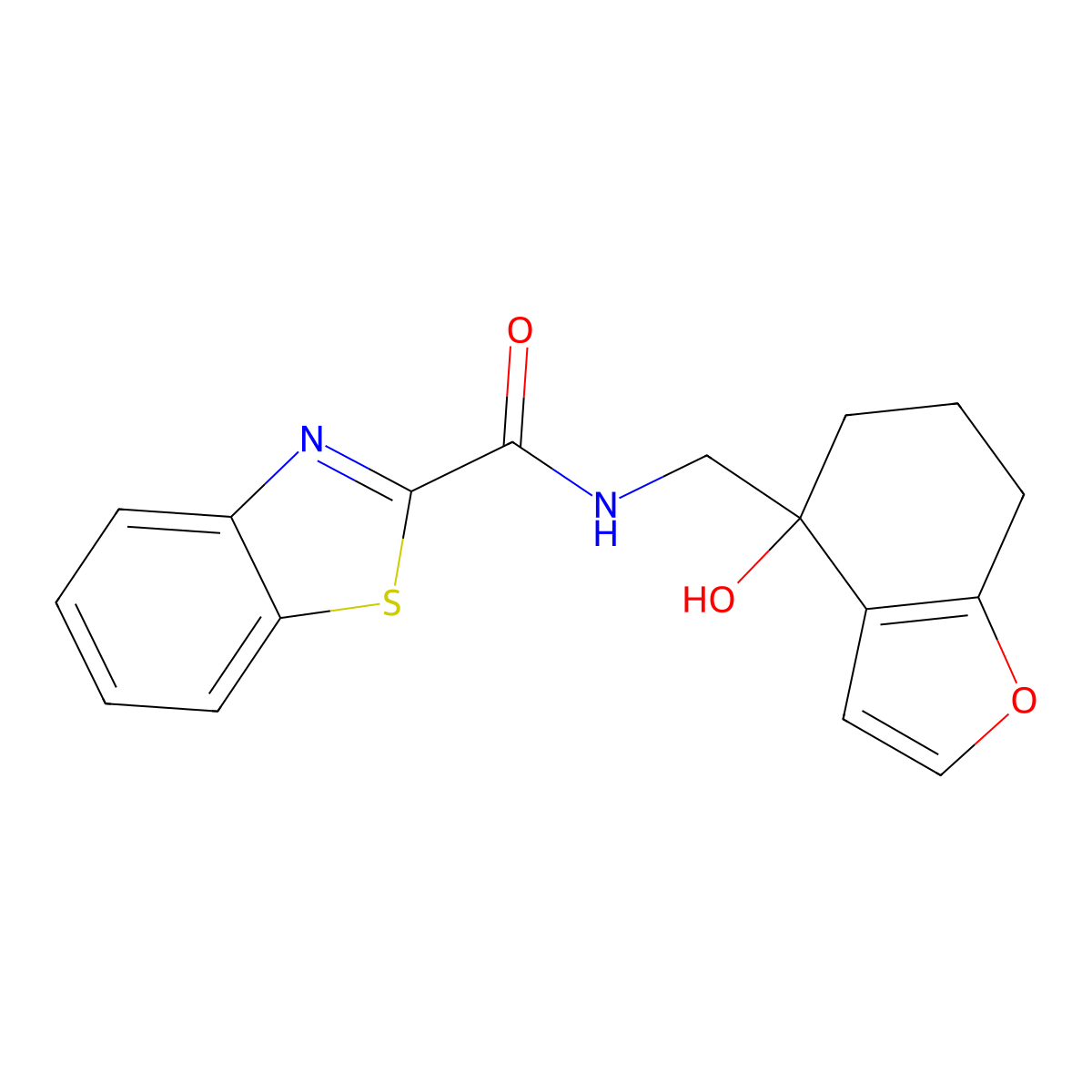 N-((4-hydroxy-4,5,6,7-tetrahydrobenzofuran-4-yl)methyl)benzo[d]thiazole-2-carboxamide molecular structure, CAS 2320217-46-5