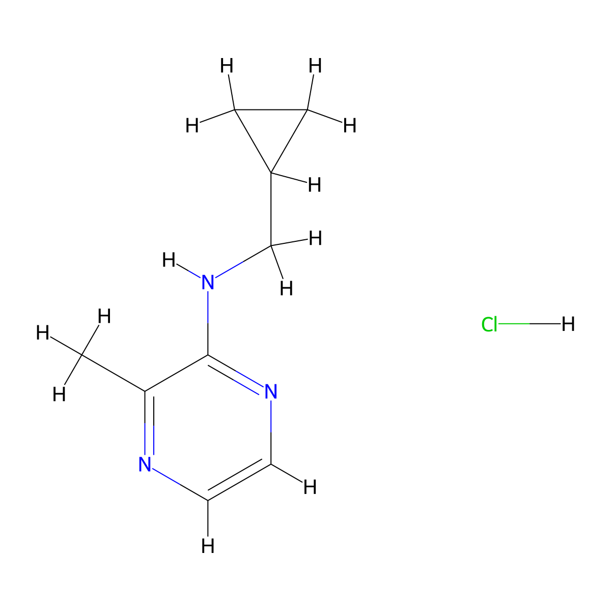 N-(cyclopropylmethyl)-3-methylpyrazin-2-amine hydrochloride molecular structure, CAS 2320219-52-9