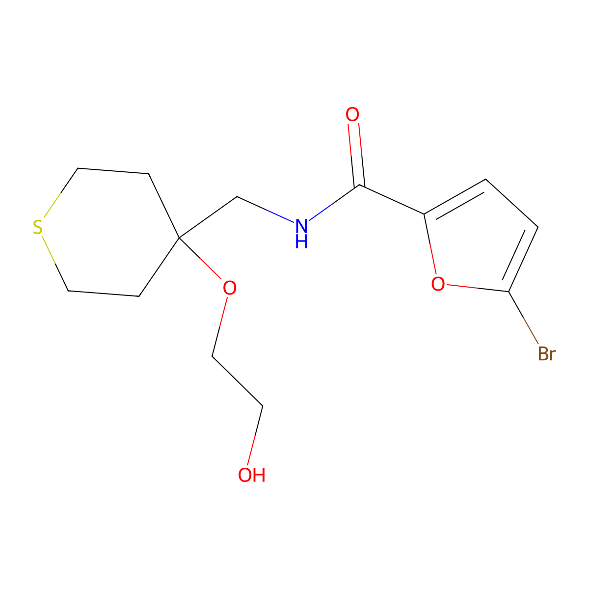 5-bromo-N-{[4-(2-hydroxyethoxy)thian-4-yl]methyl}furan-2-carboxamide molecular structure, CAS 2320219-72-3