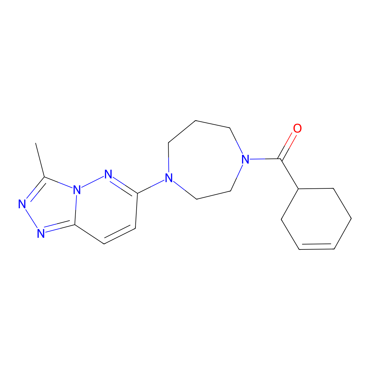 1-(Cyclohex-3-ene-1-carbonyl)-4-{3-methyl-[1,2,4]triazolo[4,3-b]pyridazin-6-yl}-1,4-diazepane molecular structure, CAS 2320219-77-8