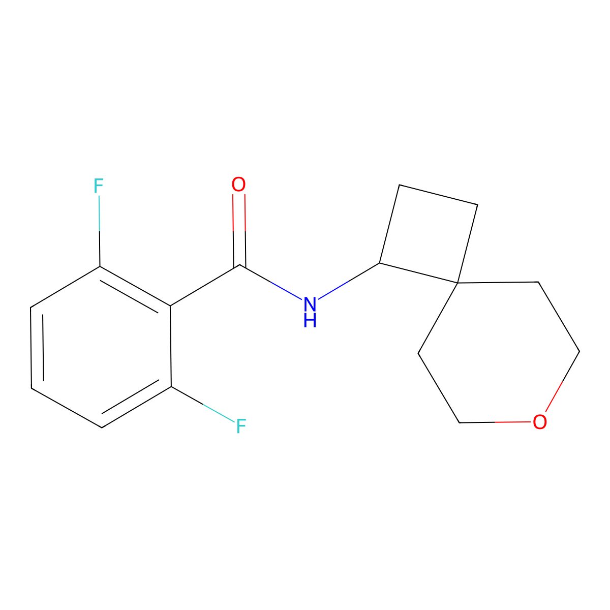 2,6-difluoro-N-{7-oxaspiro[3.5]nonan-1-yl}benzamide molecular structure, CAS 2320219-87-0