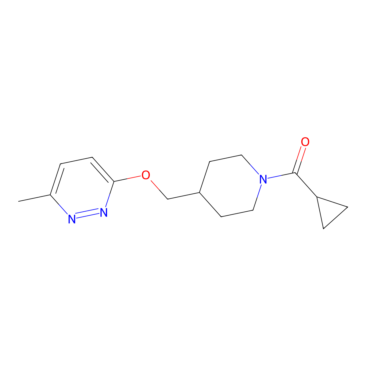 3-[(1-Cyclopropanecarbonylpiperidin-4-yl)methoxy]-6-methylpyridazine molecular structure, CAS 2320219-94-9