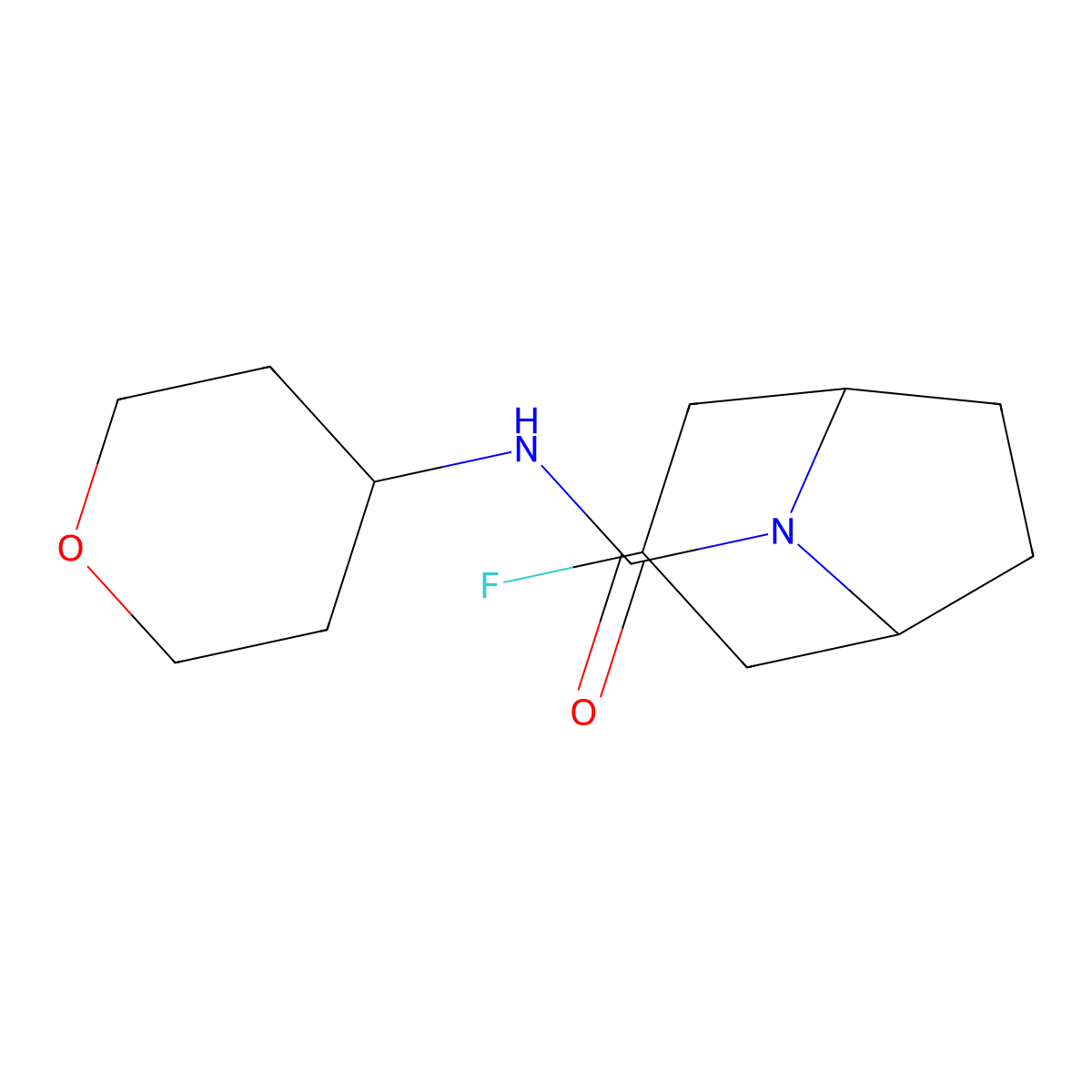 3-Fluoro-N-(oxan-4-yl)-8-azabicyclo[3.2.1]octane-8-carboxamide molecular structure, CAS 2320220-05-9