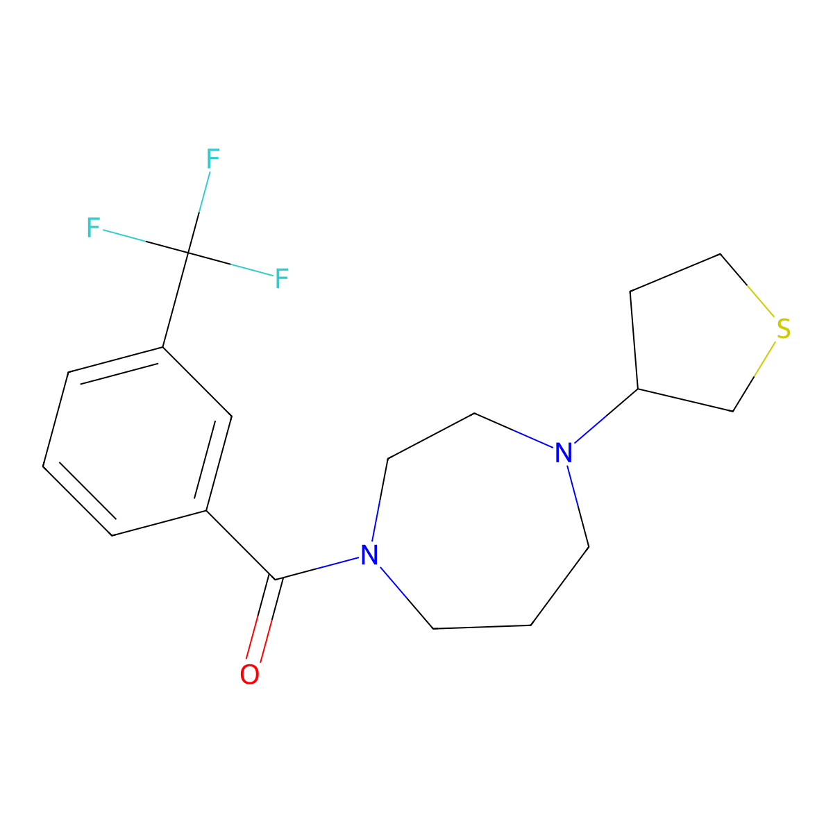 1-(Thiolan-3-yl)-4-[3-(trifluoromethyl)benzoyl]-1,4-diazepane molecular structure, CAS 2320220-32-2
