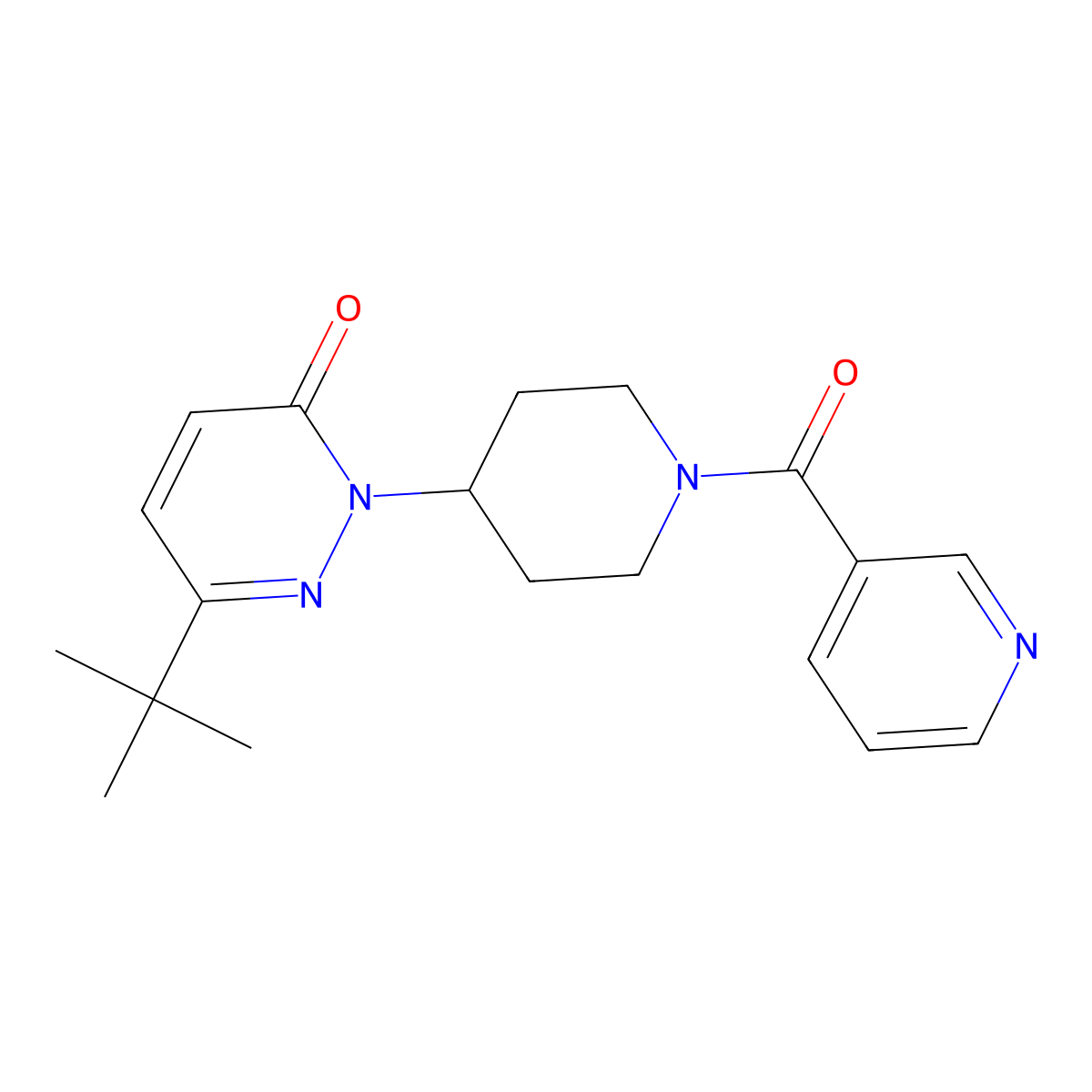 6-Tert-butyl-2-[1-(pyridine-3-carbonyl)piperidin-4-yl]-2,3-dihydropyridazin-3-one molecular structure, CAS 2320220-38-8