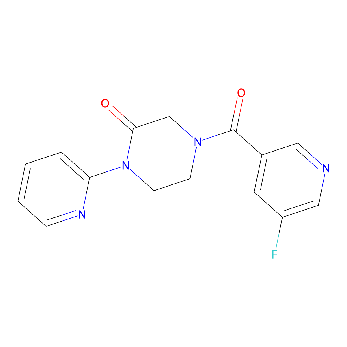 4-(5-Fluoropyridine-3-carbonyl)-1-(pyridin-2-yl)piperazin-2-one molecular structure, CAS 2320220-56-0