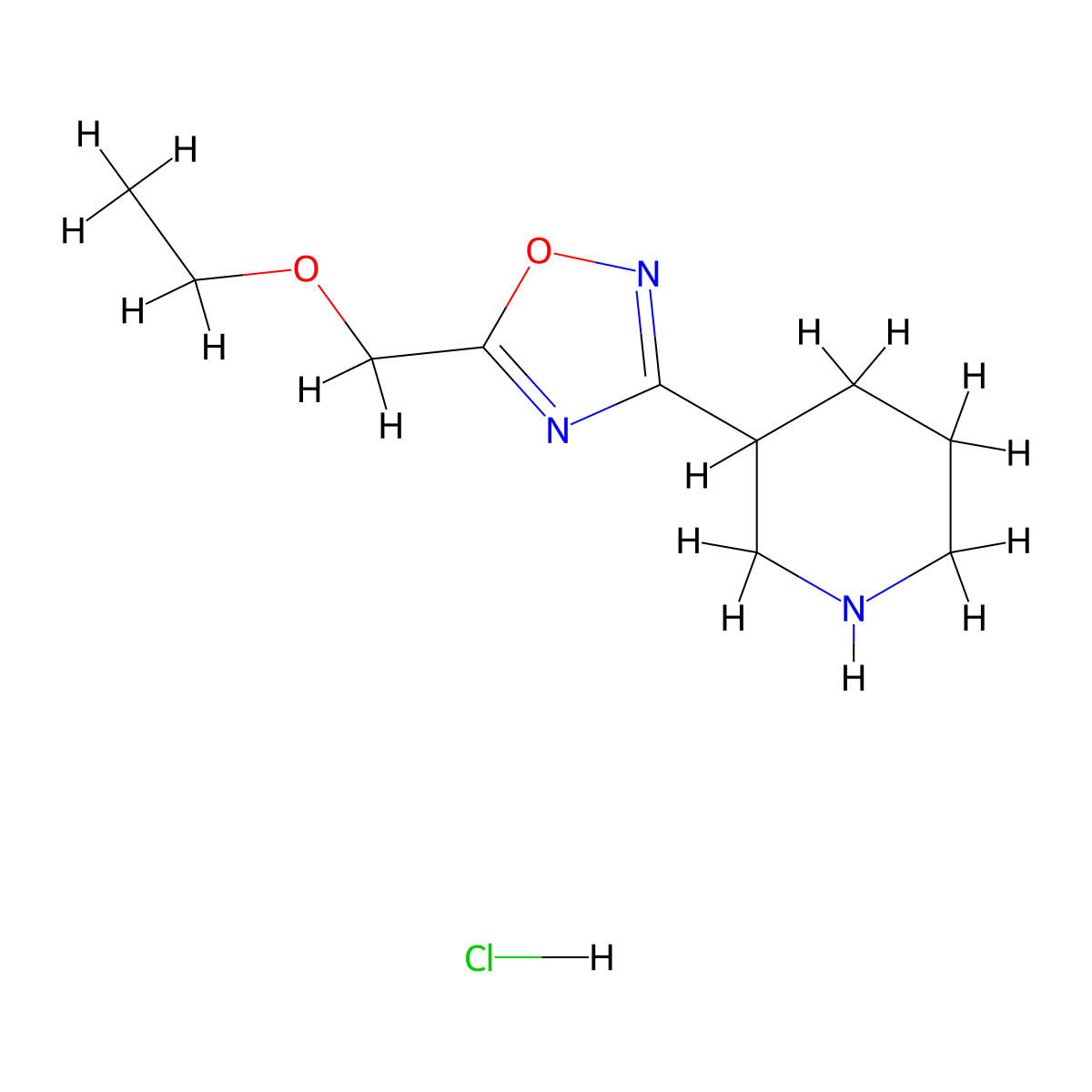 5-(Ethoxymethyl)-3-(piperidin-3-yl)-1,2,4-oxadiazole hydrochloride molecular structure, CAS 2320220-69-5