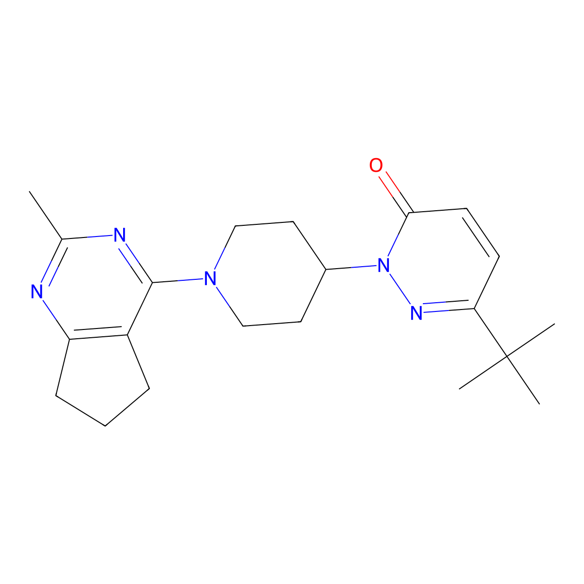 6-tert-butyl-2-(1-{2-methyl-5H,6H,7H-cyclopenta[d]pyrimidin-4-yl}piperidin-4-yl)-2,3-dihydropyridazin-3-one molecular structure, CAS 2320220-71-9