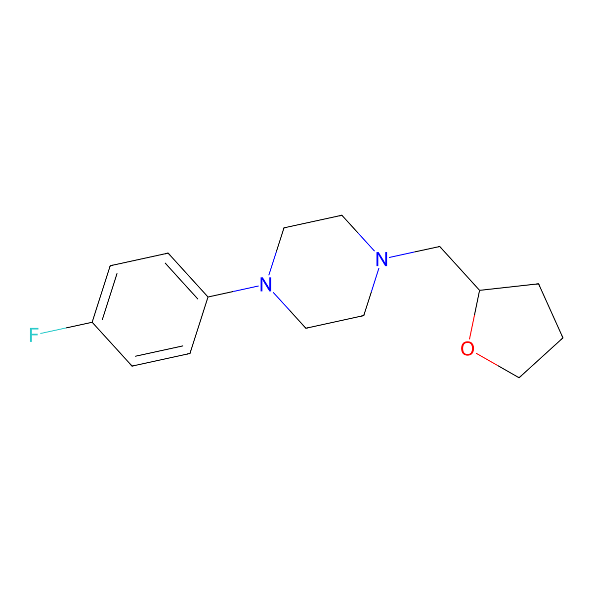 1-(4-Fluorophenyl)-4-[(oxolan-2-yl)methyl]piperazine molecular structure, CAS 2320220-83-3