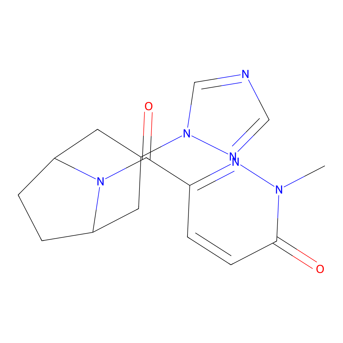 2-methyl-6-[3-(1H-1,2,4-triazol-1-yl)-8-azabicyclo[3.2.1]octane-8-carbonyl]-2,3-dihydropyridazin-3-one molecular structure, CAS 2320220-98-0
