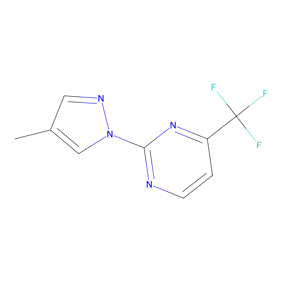 2-(4-methyl-1H-pyrazol-1-yl)-4-(trifluoromethyl)pyrimidine molecular structure, CAS 2320221-10-9