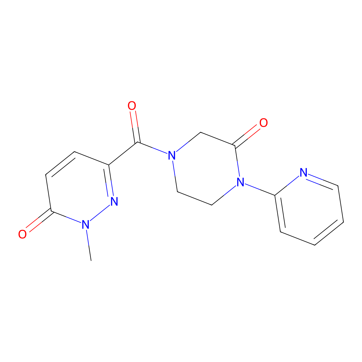 2-Methyl-6-[3-oxo-4-(pyridin-2-yl)piperazine-1-carbonyl]-2,3-dihydropyridazin-3-one molecular structure, CAS 2320221-31-4