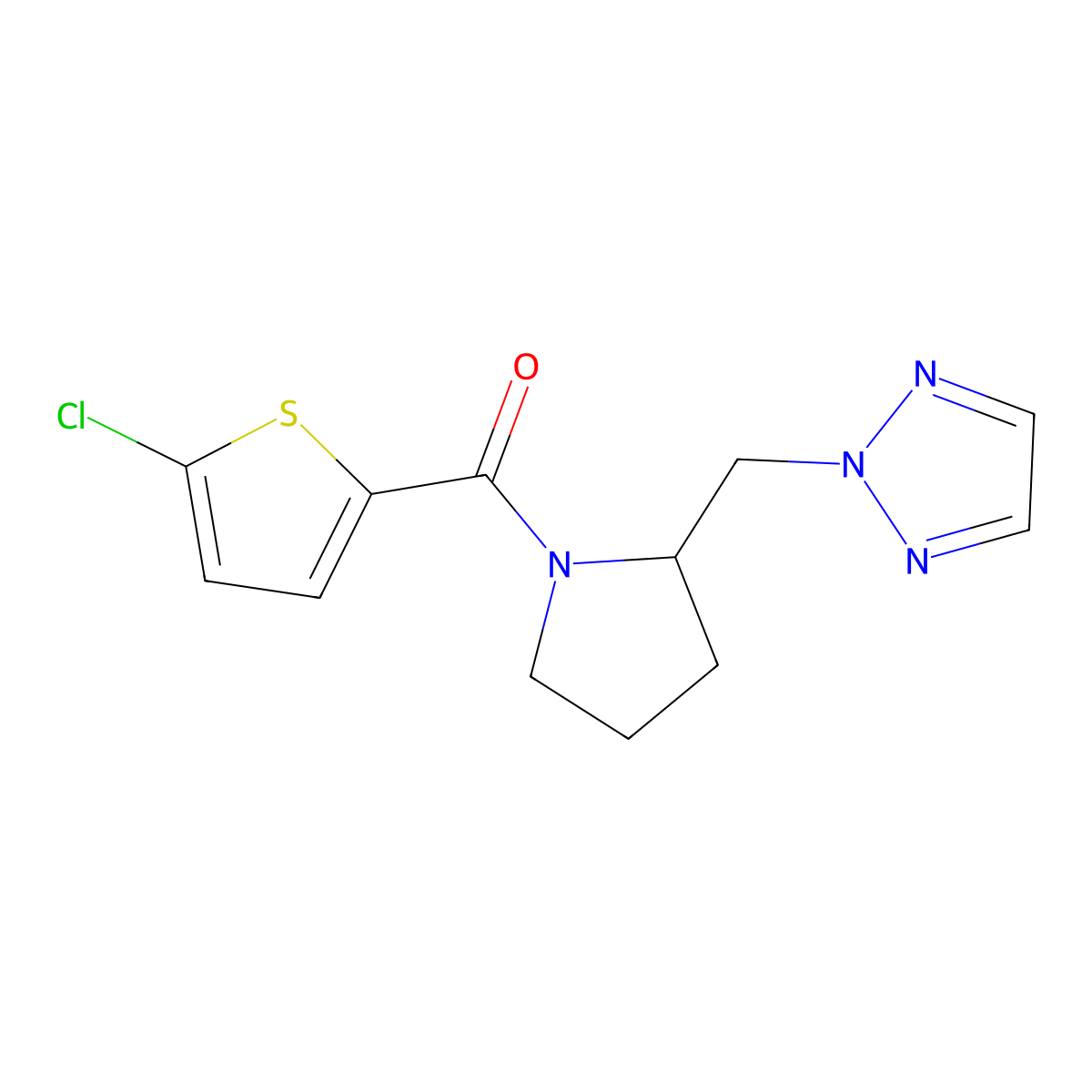 (2-((2H-1,2,3-triazol-2-yl)methyl)pyrrolidin-1-yl)(5-chlorothiophen-2-yl)methanone molecular structure, CAS 2320221-44-9