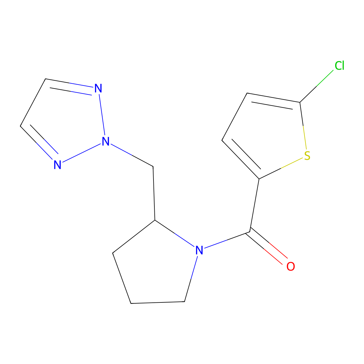 (2-((2H-1,2,3-triazol-2-yl)methyl)pyrrolidin-1-yl)(5-chlorothiophen-2-yl)methanone molecular structure, CAS 2320221-44-9